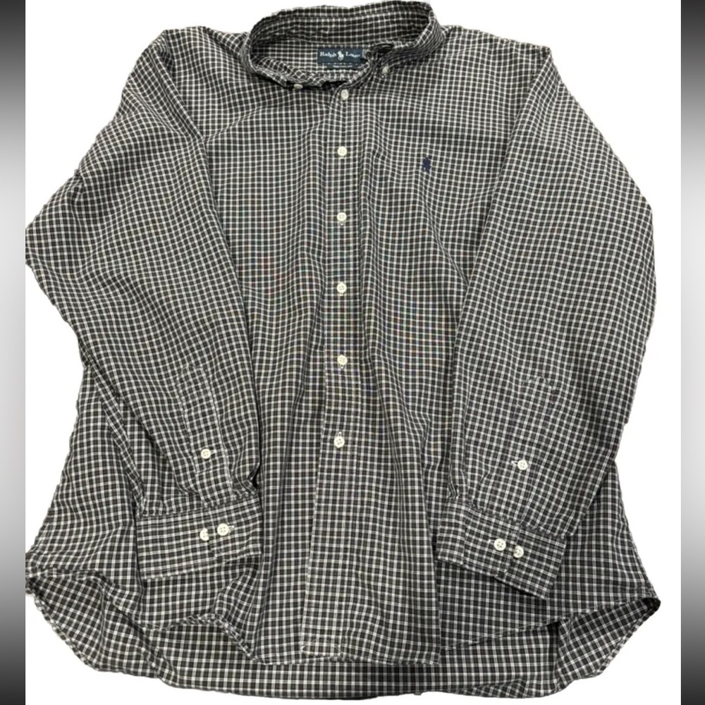 Vintage Ralph Lauren Men's Long Sleeve LG Plaid Button Up Shirt Silver Label 18